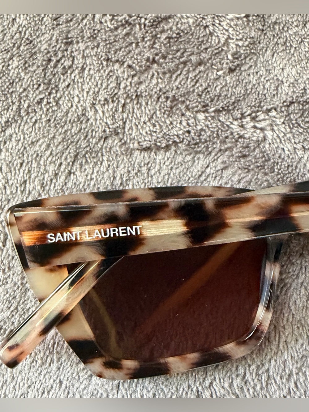 Saint Laurent Tortoiseshell Square-Edge Sunglasses with Brown Lenses - Picture 3 of 13